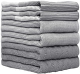 Premium Kitchen Towels (20”x 28”, 6 Pack) | Large Cotton Kitchen Hand Towel | Flat & Terry Dish Cloths | Highly Absorbent Tea Towels Set with Hanging Loop | Gray Bumble Towels