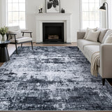 5x7 Area Rug Living Room Rug: Washable Modern Abstract Soft Thin Rug Indoor Floor No Slip Stain Resistant Carpet for Bedroom Dining Room Farmhouse Nursery Home Office - Black FXRHLP