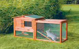 TRIXIE natura Outdoor Rabbit Hutch with Run - Small Elevated Rabbit Cage with Non-Slip Ramp - Small Animal House with Large Playpen, Hinged Roof & Pull-Out Tray - in Natural TRIXIE