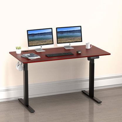 SHW 55-Inch Large Electric Height Adjustable Standing Desk, 55 x 28 Inches, Cherry - WoodArtSupply