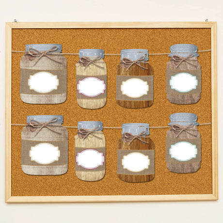 48 Pieces Mason Jar Farmhouse Name Tags Mason Jar Cutouts Paper Shabby Rustic Farm Classroom Decor for Bulletin Board School Wall Desks Student Teacher Cubby Classroom Decoration Nezyo