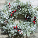 Winly 2 Pcs Artificial Snowy Cedar Garland with Pine Cones and Red Berries Christmas Greenery Garland 6 Ft Christmas Wedding Winter Holiday Party Table Runner Mantle Seasonal Centerpiece Decoration Winlyn