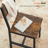 VASAGLE Dining Chair Set of 2, Rustic Wood Chairs with Metal Steel Frame, Easy to Assemble, Stable, Comfortable Seat, Modern Farmhouse Chair for VASAGLE