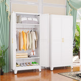 GAIOUS Metal Wardrobe Cabinet with Hanging Rod, 71" Metal Clothing Storage Cabinets with 2 Doors and Adjustable Shelves, White Armoire Wardrobe Closet for Bedroom, Laundry Room, Cloak Room GAIOUS