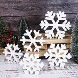 5 Pieces Christmas Wooden Snowflake Decor Winter Snowflake Wood Blocks White Snowflake Table Wood Signs Winter Tiered Tray Wooden Signs for Xmas Party Farmhouse Home Tabletop Shelves Augisteen