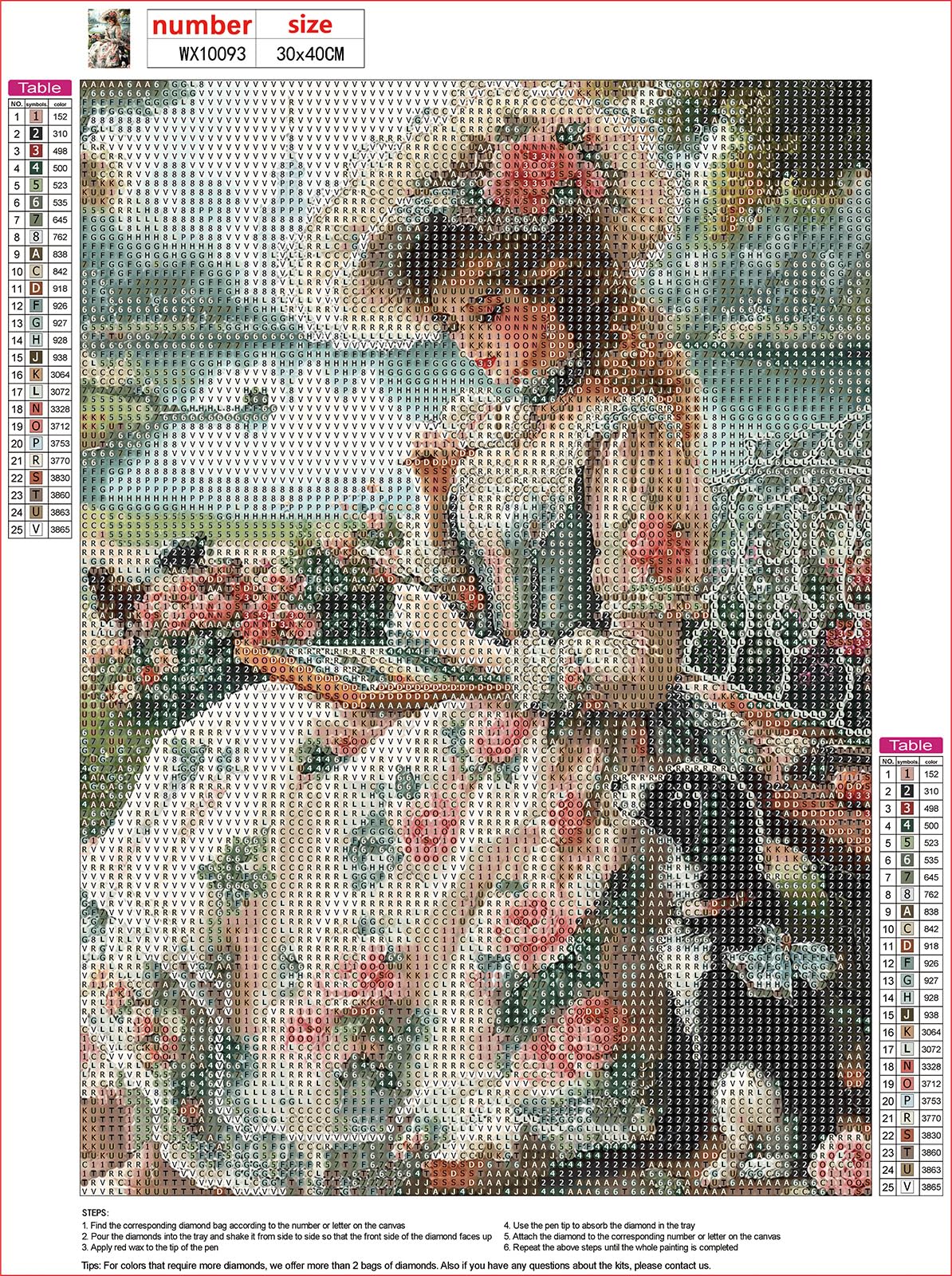 MXJSUA DIY Lady Diamond Painting Kits for Adults, Vintage Diamond Gem Art Painting for Beginners, Diamond Picture with Full Round Drill Dots Craft Set Gift, 12 * 16 Inch MXJSUA