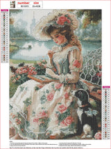 MXJSUA DIY Lady Diamond Painting Kits for Adults, Vintage Diamond Gem Art Painting for Beginners, Diamond Picture with Full Round Drill Dots Craft Set Gift, 12 * 16 Inch MXJSUA