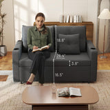 Krcix 3 in 1 Sofa Bed, 56 Inch Convertible Pull Out Couch, Loveseat Sleeper Sofa with Cup Holders, USB, Sofa Couches for Living Room, Bedroom, Apartment, Dark Grey Krcix
