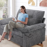 Vipbear 3 in 1 Sleeper Sofa Bed, Pull Out Couch with Reclining Backrest, Convertible Loveseat with USB Ports, Tool-Free Assembly, Modern Chenille Loveseat for Living Room, Apartment, Dark Grey Vipbear