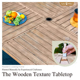 Sophia & William 9 Pieces Patio Dining Set for 8, Square Outdoor Table with Umbrella Hole, 8 Rattan Chairs with Cushions, Large Patio Table and Chairs Set Sophia & William