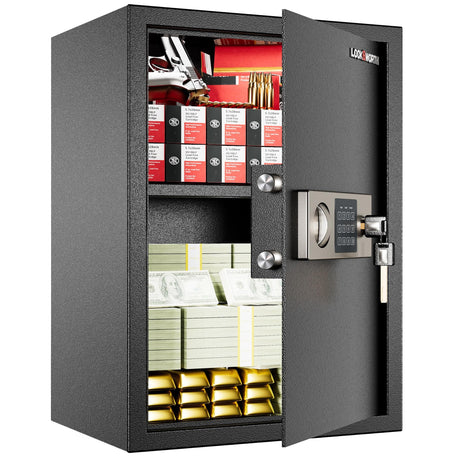 Locksworth Safe for Home, 1.9 Cubic Feet Safety Box for Money, Jewelry, Documents and Guns, Security Safe for Office, Hotel, 13.8"W x 12.2"D x 19.7"H Locksworth