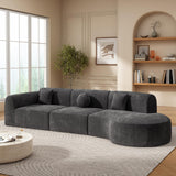 Christopher Knight Home Grelyn Modern Curved Modular Sectional Sofa, Wool Fabric Large Cloud Couch, 6-Seater L-Shaped Couch for Living Room, 3-Piece Lounge Sofa with Chaise, Fully Assembled, Dark Gray Christopher Knight Home