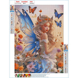GDYEEH DIY 5D Fairy Diamond Art Painting Kits, Butterfly Full Round Drill Sparkling Diamond Painting Picture, Flowers Diamond Painting Art Craft Kits for Adults Beginners, Home Wall Decor 12x16inch GDYEEH