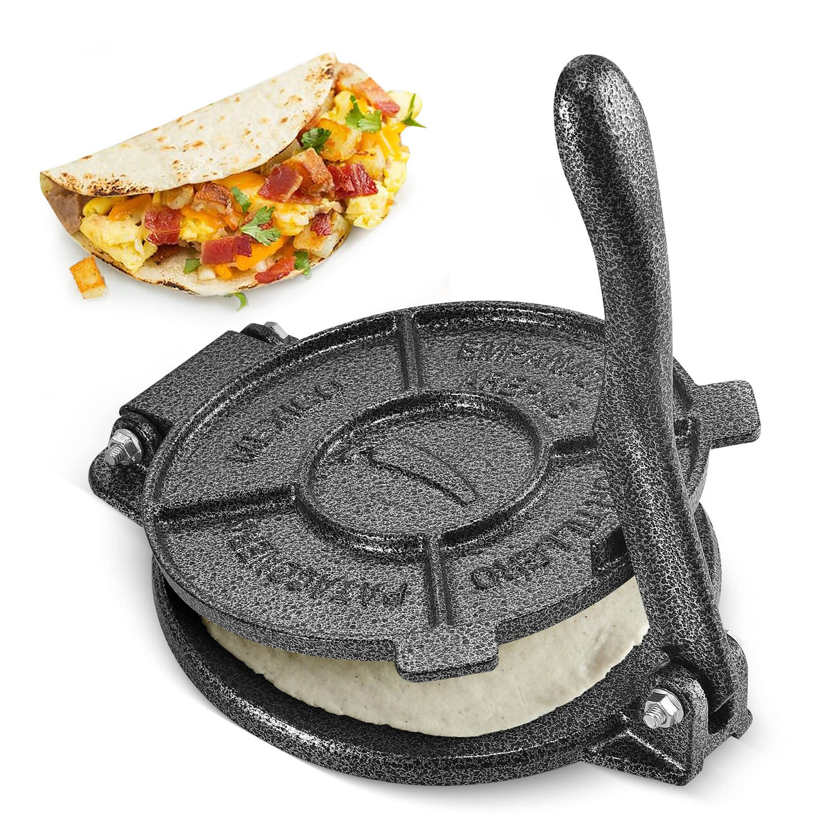 ARC Tortilla Press 8 inch, Cast Iron Tortilla Maker Include 100 Pcs Parchment Paper, Heavy Duty Tortillera Pataconera, Flour Tortilla Press, Roti Maker, Taco Maker, Taco Press, Black Gray ARC Advanced Royal Champion