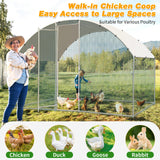 VINGLI Large Metal Chicken Coop, Spacious Chickens Poultry Cage with Waterproof & Anti-UV Cover, Duck Rabbit Walk-in Chicken Pen Outdoor (6.5 x 9.8 x 6.5 ft) VINGLI