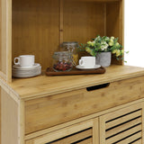 MUPATER 72'' Kitchen Pantry Cabinet Storage Hutch with Microwave Stand, Bamboo Freestanding Pantry Buffet Cabinet with Shelves, Cupboard and Drawer for Home MUPATER