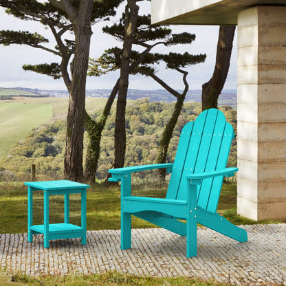 LUE BONA Poly Lumber Adirondack Chair Set of 2, Aruba Blue Adirondack Chairs with Cup Holder, 350LBS Modern Resin Patio Adirondack Chair Weather Resistant for Fire Pit, Balcony, Backyard - WoodArtSupply