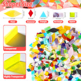 Mosaic Glass Pieces Tiles for Adults: LATIIZ 320Pcs Rainbow Color Mixed 5 Shapes Stained Glass Bulk for Beginner Artist - Mosaics Kit for Making Art Project Craft DIY Lamp Vase Coaster Stepping Stone Latiiz