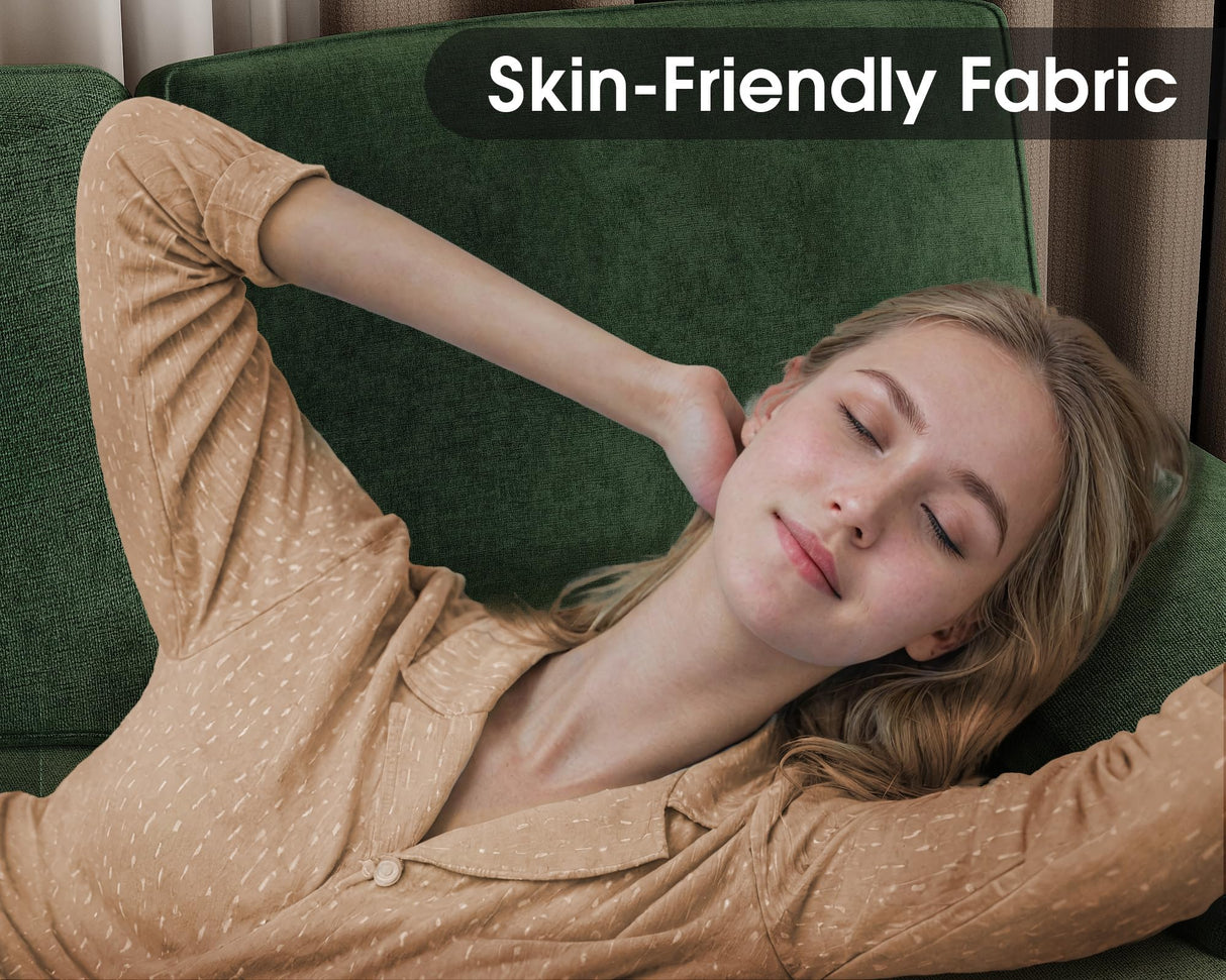 Furmax Sectional Couches for Living Room, U-Shaped Sofa Couch with Linen Fabric, 4 Seat Sofa Set with Double Chaise for Apartment (Fabric, Green) Furmax