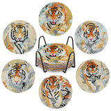 GHHKUD 6pcs Tiger Diamond Painting Coasters, DIY Life Coasters Animals Diamond Art Kits for Adults Kids, Full Drill 5D with Holder Cork Pad for Home GHHKUD