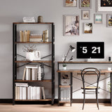 IRONCK Bookshelves and Bookcases, 31.5in Wide Shelf 5-Tier Ladder Shelf 110lbs/shelf Vintage Industrial Style Bookcase for Bedroom Living Room Home, Vintage Brown IRONCK