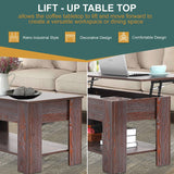 PayLessHere Coffee Table Lift Top Coffee Tables with Hidden Compartment and Storage Shelf Wooden Lift Tabletop Dining Table for Living Room Home (Espresso, 39" D x 28" W x 24" H) PayLessHere