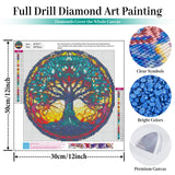 Fountor Tree of Life Diamond Art Kits for Adults - Stained Glass Diamond Painting Kits for Adults Beginners, DIY 5D Tree of Life Round Diamond Gem Art Kits for Gift Home Wall Decor 12x12inch Fountor