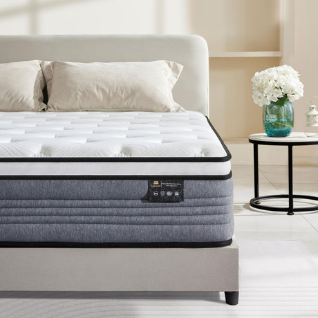 Vipcute Twin Mattress, 10 Inch Twin Size Mattresses, 10 Inch Hybrid Pocketed Coil Mattress in a Box with Gel Memory Foam, Medium Firm, CertiPUR-US Certified Vipcute