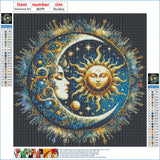 GDYEEH DIY 5D Sleepy Sun and Moon Diamond Art Kits, Round Full Drill Sparkling Diamond Painting Picture, Fantasy Diamond Painting Art Kits Craft for Adults Beginners, Home Wall Decor 12x12 inch GDYEEH