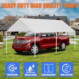 10 x 20 Ft Carport Replacement Canopy Cover, Heavy Duty Top Cover for Car Garage, Tear-Proof, Anti-UV & Waterproof Party Tent Shelter Tarp with 42 Ball Bungees (Only Cover, Frame Not Include) White QiaFantm