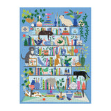 Galison Purrfect Nook – 1000 Piece Jigsaw Puzzle Featuring Artwork of A Lively Cozy Shelf Made for Bibliophiles and Cat Lovers Alike Galison