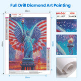 Bowetile Independence Day 5D Diamond Art Kits for Adults, 4th of July Statue of Liberty Diamond Painting Kit, DIY Full Drill Diamond Dots Paintings Picture Gem Art Craft for Home Decor 12x16 Inch Bowetile