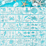 30 Pieces Sea Ocean Creatures Stencils 5 x 5 Inch Ocean Templates for Painting Sea Animal DIY Pattern Templates Mermaid Stencils on Wood for Scrapbooking Drawing Tracing Furniture Wall Crafts Tenare