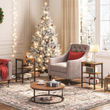 HOOBRO End Table with Charging Station and USB Ports, 3-Tier Nightstand with Adjustable Shelf, Small Side Table for Small Space in Living Room, Bedroom and Balcony, Rustic Brown BF112BZ01 HOOBRO