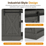 RoyalCraft TV Stand for 65+ Inch TV, Farmhouse 34'' Tall Entertainment Center for 23" Fireplace, Rustic TV Console with Sliding Bar Door for Living Room (Dark Grey) RoyalCraft
