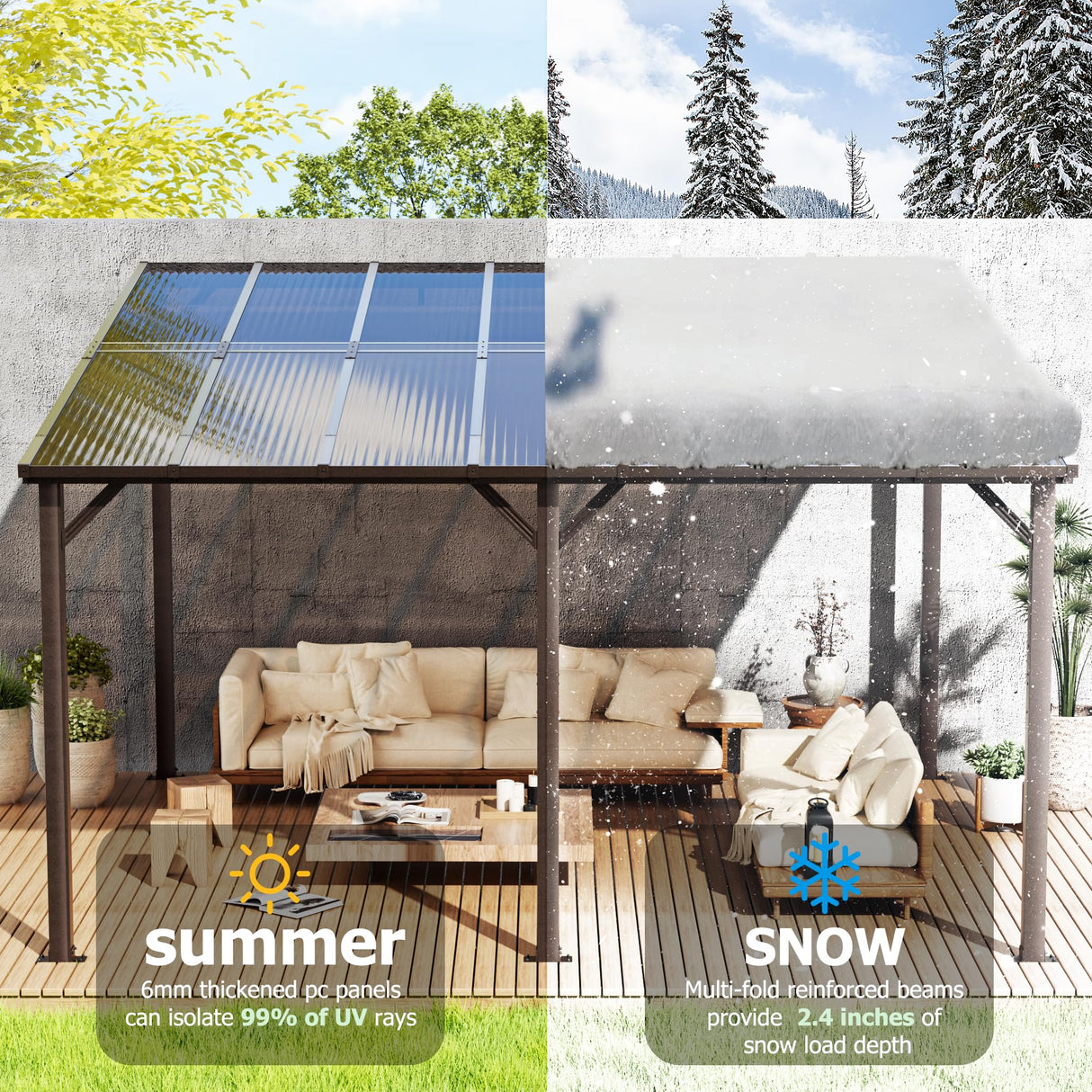 Airwire 10x14 FT Gazebo, Outdoor Gazebos on Clearance with Aluminum Frame, Wall Mounted Gazebo & Pergola, Lean to Gazebo Awnings for Patio, Decks, Porch and Backyard AirWire