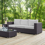 Modway Convene Wicker Rattan Outdoor Patio Sofa in Espresso White Modway