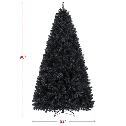 Yaheetech 7.5ft Black Artificial Christmas Pine Tree Seasonal Holiday Carnival Home Party Decoration for Home, Office Indoor Outdoor with 1749 Branch Tips and Foldable Stand