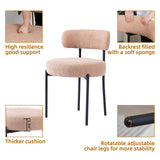 DYHOME Kitchen Chairs Mid-Century Modern Dining Chairs Set of 6, Kitchen Dining Room Chairs, Boucle Upholstered Wishbone Dining Chair, Camel Color DYHOME