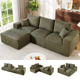 WESTSETLUX 108” Cloud Sectional Sofa Couch with High-Seat, Corduroy Modular Sofa with Oversized Chaise, High-Back Modern L-Shaped Couches for Living Room, No Assembly Required (Green) WESTSETLUX
