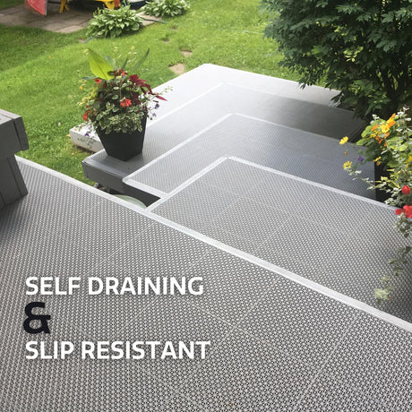 Big Floors DT40BEIG DuraGrid Outdoor Modular Interlocking Multi-Use Plastic Deck Tile, 40 Pack, Beige Big Floors