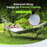 ANAGOO Double Hammock with Stand for Outdoor, Heavy Duty Portable Hammock with Adjustable Steel Stand for Patio, Garden, Beach, Backyard - Includes Carrying Bag,Dark Grey ANAGOO