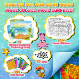 sinceroduct Foil Art Kit for Kids, Foils Arts and Crafts for Kids Age 4-8,Travel Toys Supplies,Foil-Foam Stickers,Birthday Gifts for Boys & Girls,Mess Free Coloring Card Set. sinceroduct