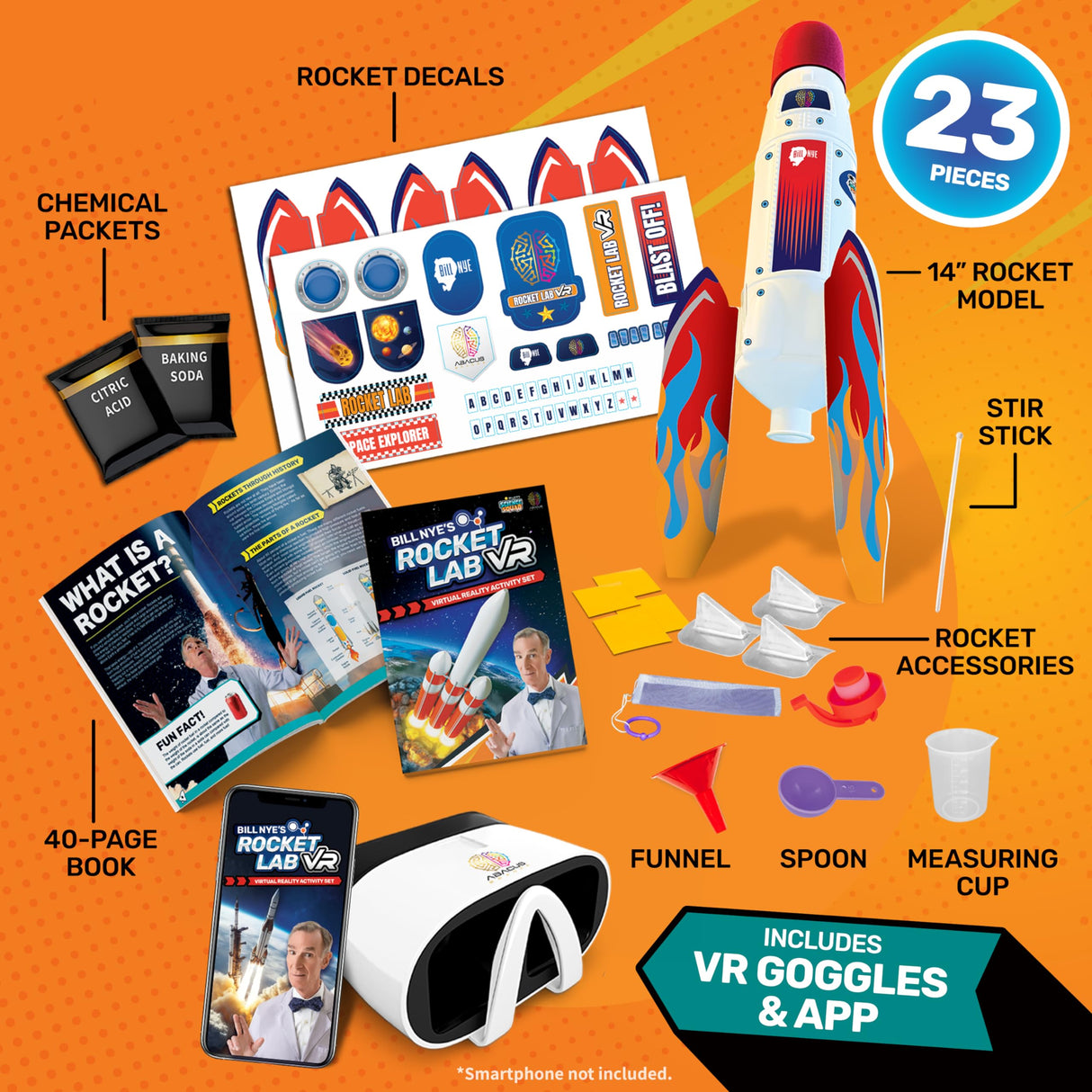 Abacus Brands Bill Nye's Science Squad: Rocket Lab VR - Virtual Reality Kids Science Kit, Book and Interactive Learning Activity Set - for Ages 8 and Up Abacus Brands