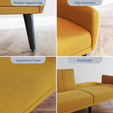 BELLEZE Adjustable Folding Sofa Bed, Upholstered Modern Convertible Futon, Sleeper Sofa for Living Room, Guest Room, Garage - Melrose (Yellow) BELLEZE