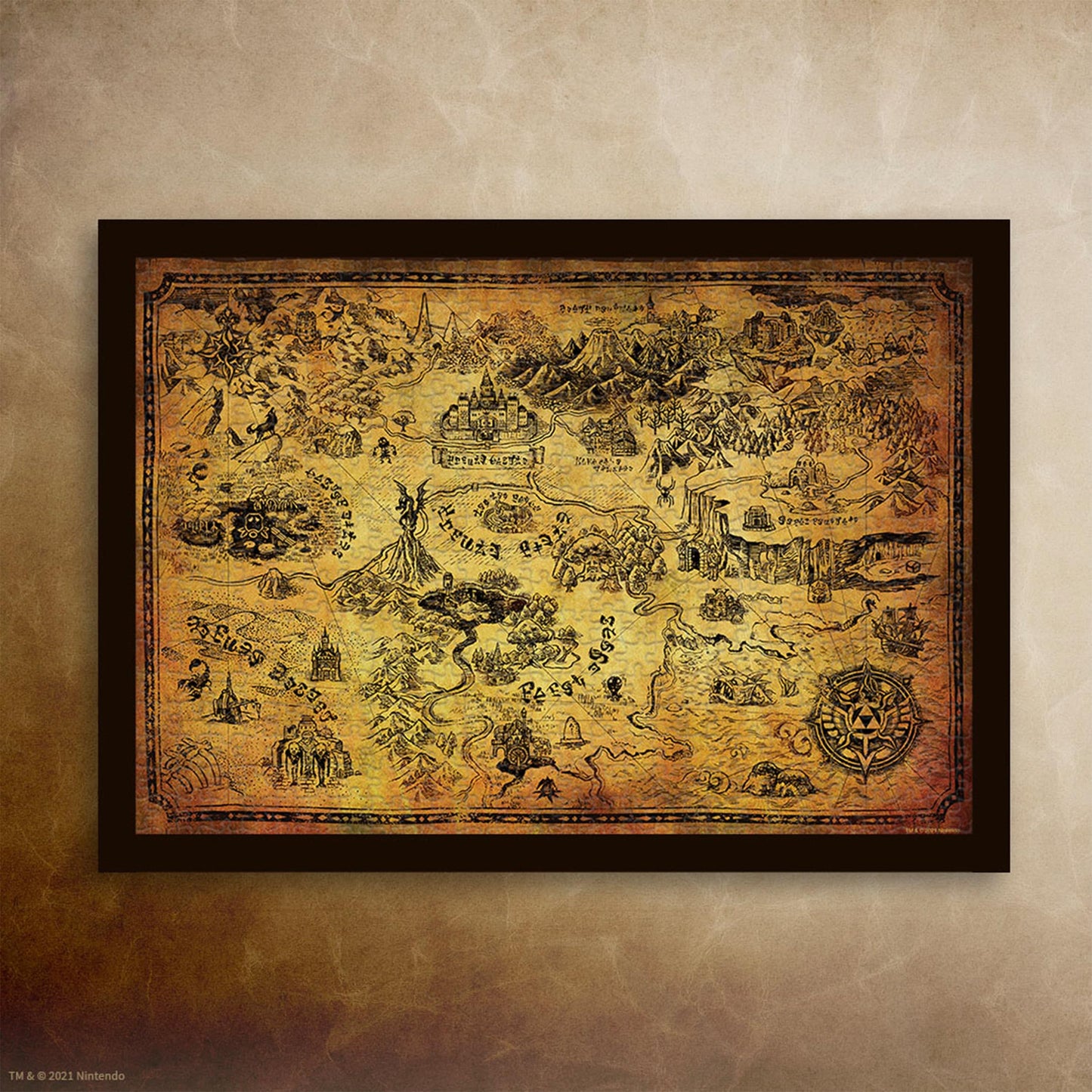 The Legend of Zelda Hyrule Map 1,000 Piece Jigsaw Puzzle | Collectible Puzzle Featuring Stylized Hyrule Map from The Legend of Zelda Video Games | Officially Licensed Nintendo Merchandise