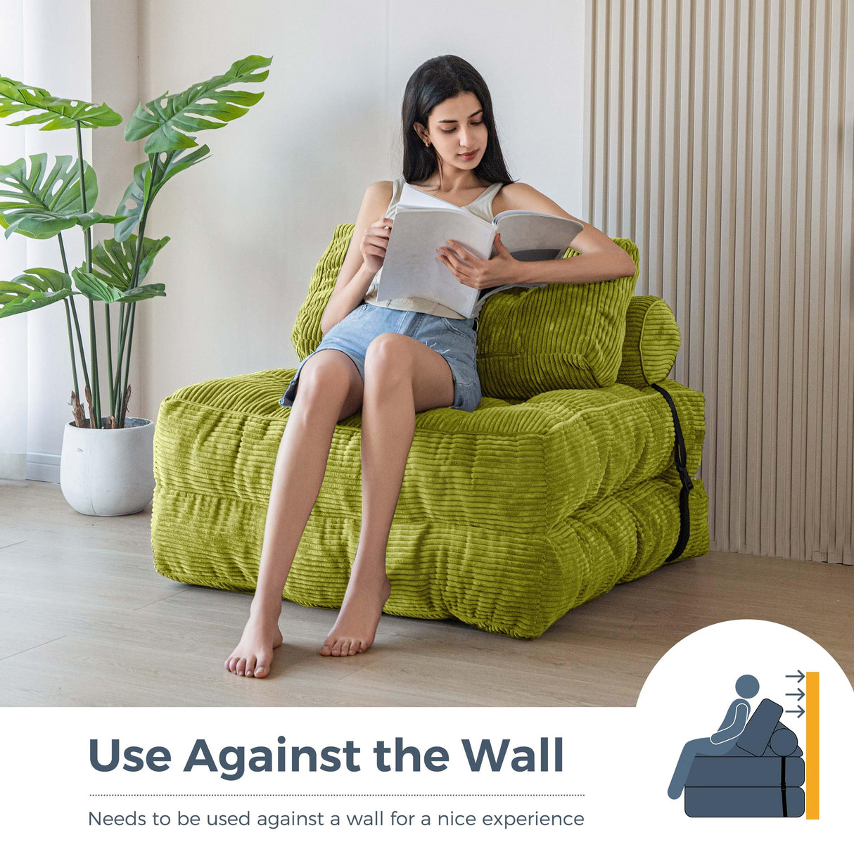 MAXYOYO Folding Sofa Bed, Convertible Sleeper Chair with Pillow Foldable Matress, Portable Fold Out Chair Bed Comfy Floor Sofa Lounge for Living Room Bedroom MAXYOYO