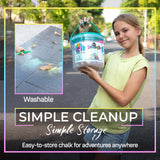 Loddie Doddie 49pc Sidewalk Chalk Bucket – Outdoor Activity Play Set for Kids, 31 Assorted Chalk Sticks, 4 Holders, 10 Ball Refills, 4 Stencils, Outdoor Water Play, Washable, Reusable Bucket Loddie Doddie