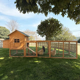 GOJOOASIS 120" Outdoor Wooden Chicken Coop for 4-6 Chickens Hen House Poultry Cage with Run and Nesting Box Indoor and Outdoor Use (D) GOJOOASIS