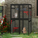 Catio Outdoor Cat Enclosure, Wooden Catio with Window Access for Patio, Indooe Kitty House (Gothic) Nyeekoy